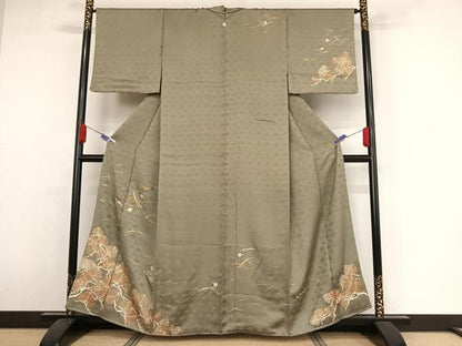 平和屋着物●銀座きしや　訪問着　駒刺繍　松文　金糸　金彩　正絹　逸品　未使用　AAAZ3248np