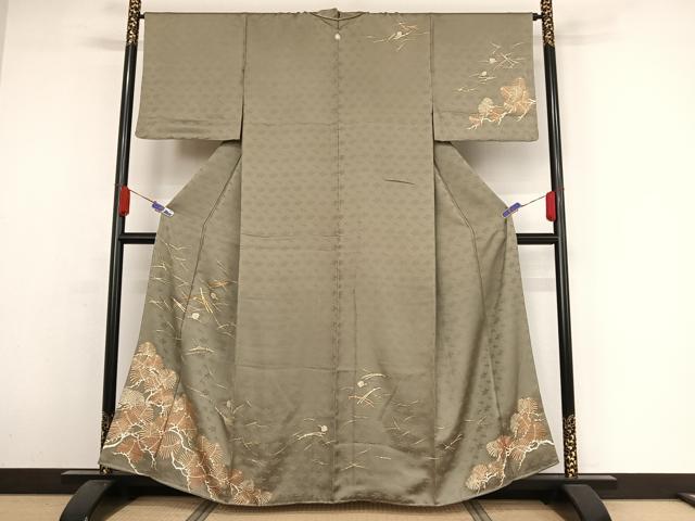 平和屋着物●銀座きしや　訪問着　駒刺繍　松文　金糸　金彩　正絹　逸品　未使用　AAAZ3248np
