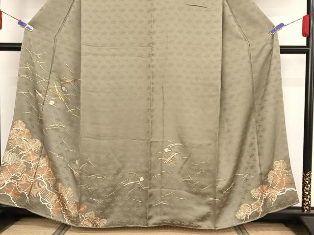 平和屋着物●銀座きしや　訪問着　駒刺繍　松文　金糸　金彩　正絹　逸品　未使用　AAAZ3248np