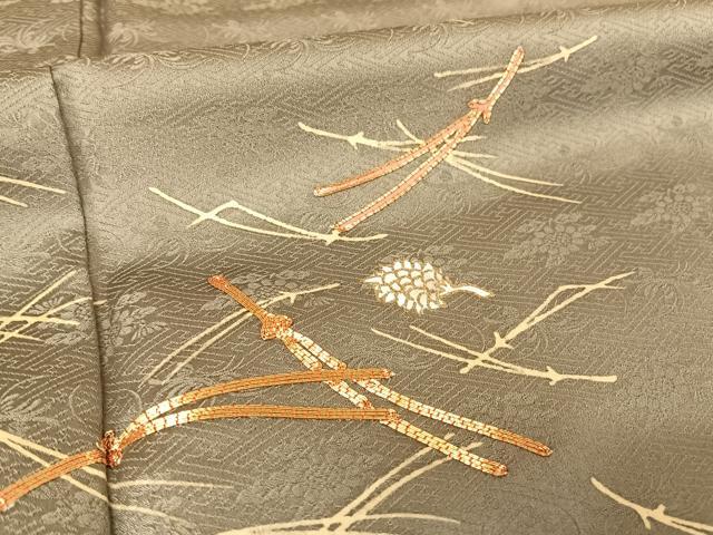 平和屋着物●銀座きしや　訪問着　駒刺繍　松文　金糸　金彩　正絹　逸品　未使用　AAAZ3248np