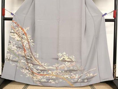 平和屋着物●訪問着 蔓帯風景草花文 金彩 正絹 逸品 AAAZ3256np