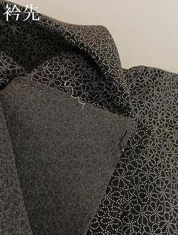 平和屋着物●江戸小紋　小花文　黒地　ロング丈　正絹　逸品　AAAZ3295np