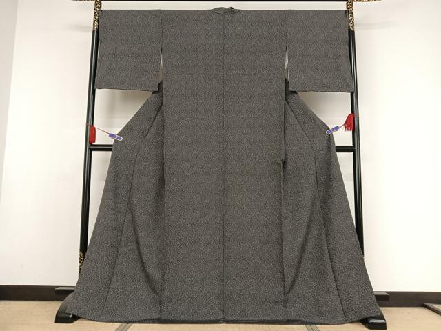 平和屋着物●江戸小紋　小花文　黒地　ロング丈　正絹　逸品　AAAZ3295np