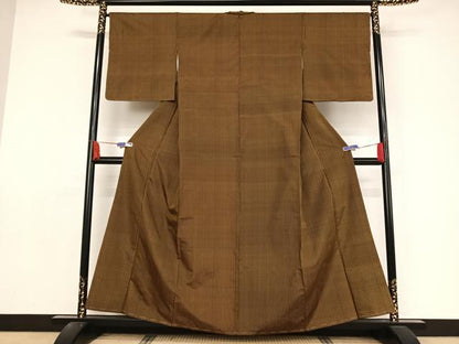 平和屋着物●黄八丈　紬　縞　正絹　逸品　未使用　AAAZ3300np