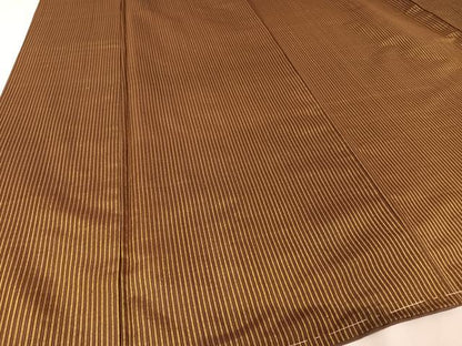 平和屋着物●黄八丈　紬　縞　正絹　逸品　未使用　AAAZ3300np
