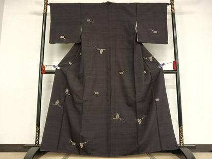 平和屋着物●赤城紬　絞り　ネコ　毛糸玉　正絹　逸品　AAAZ3313np
