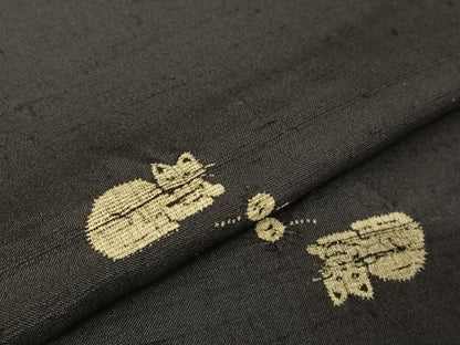 平和屋着物●赤城紬　絞り　ネコ　毛糸玉　正絹　逸品　AAAZ3313np