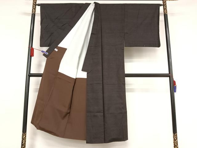 平和屋着物●男性　紬　色無地　羊羹色　正絹　逸品　AAAZ3314np 平和屋着物○男性 紬 色無地 羊羹色 正絹 逸品 AAAZ3314np