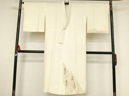 平和屋着物●長襦袢 袷 友禅 草花 箔散らし地紋 鈴乃屋扱い 正絹 逸品 AAAZ3319np