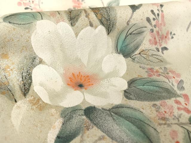 平和屋着物▼京友禅 高林勝司 訪問着 手描き 枝花文 暈し染め 金銀彩 ロング丈 正絹 逸品 AAAZ3352np