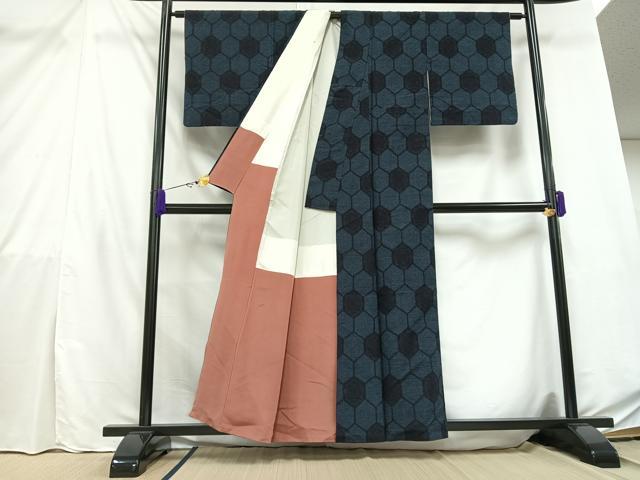 平和屋着物■上質な紬 亀甲花文 正絹 逸品 AAAZ3465mf
