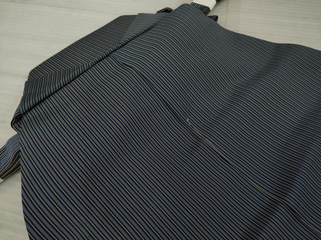 平和屋着物●男性　人間国宝　甲田綏郎　精好仙台平　馬乗り袴　縞　正絹　逸品　AAAZ3721ck