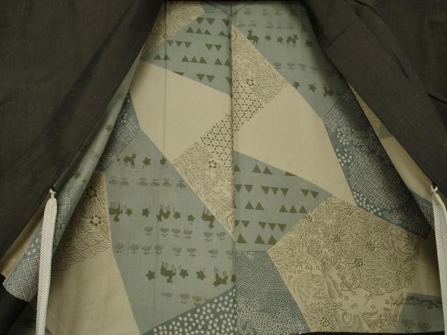 平和屋着物●男性　紬　アンサンブル　色無地　檳榔子染色　正絹　逸品　未使用　AAAZ3729ck