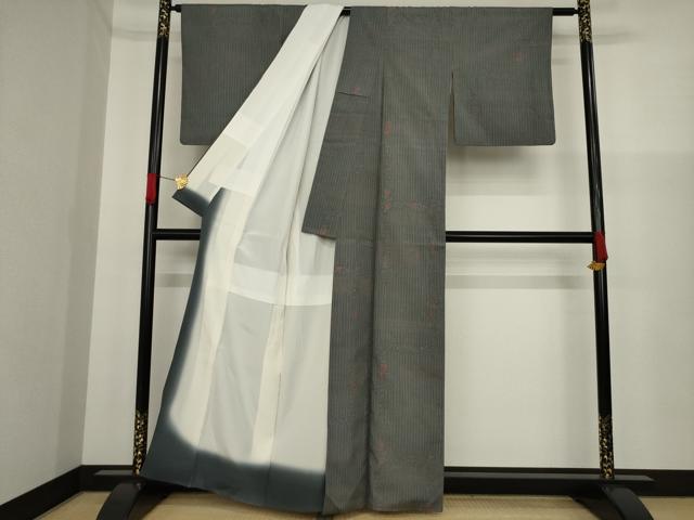 平和屋着物●上質な紬 草花文 正絹 逸品 AAAZ3732ck