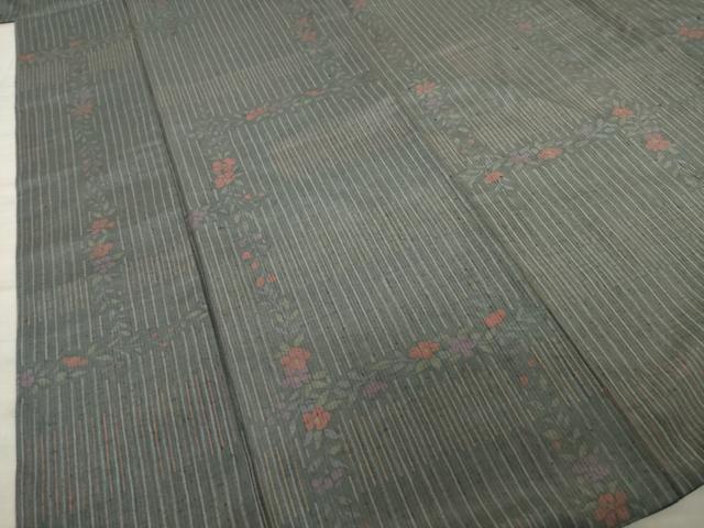 平和屋着物●上質な紬 草花文 正絹 逸品 AAAZ3732ck