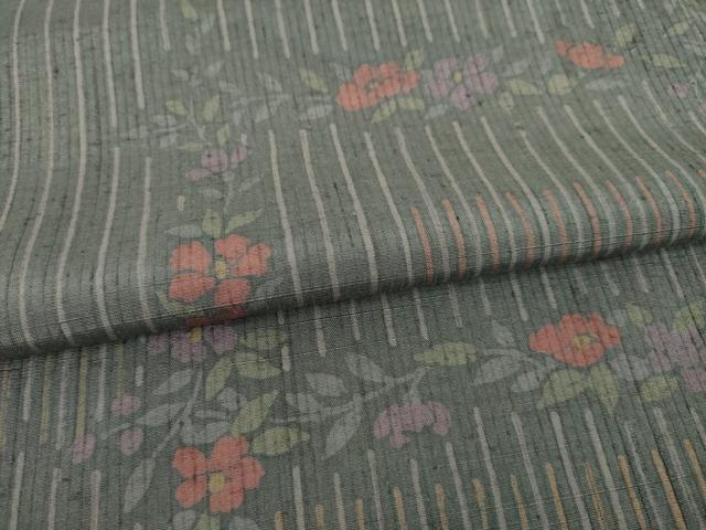 平和屋着物●上質な紬 草花文 正絹 逸品 AAAZ3732ck