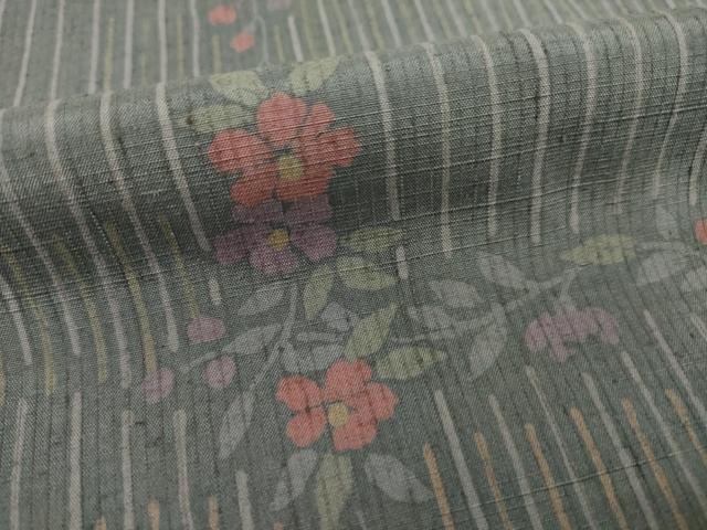 平和屋着物●上質な紬 草花文 正絹 逸品 AAAZ3732ck