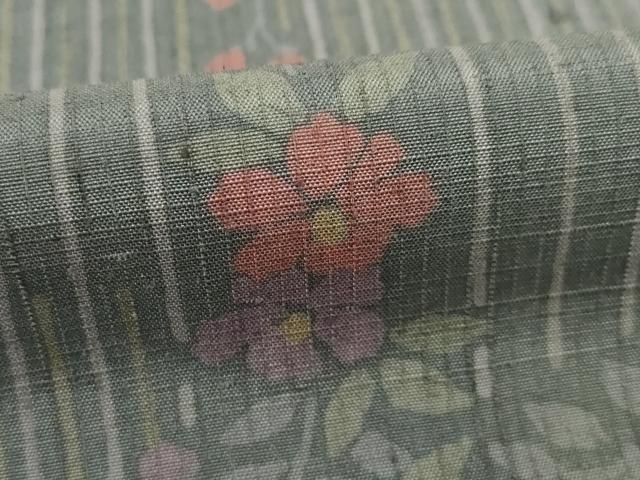 平和屋着物●上質な紬 草花文 正絹 逸品 AAAZ3732ck