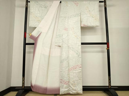 平和屋着物●上質な小紋　絞り　短冊文　正絹　逸品　AAAZ3753ck