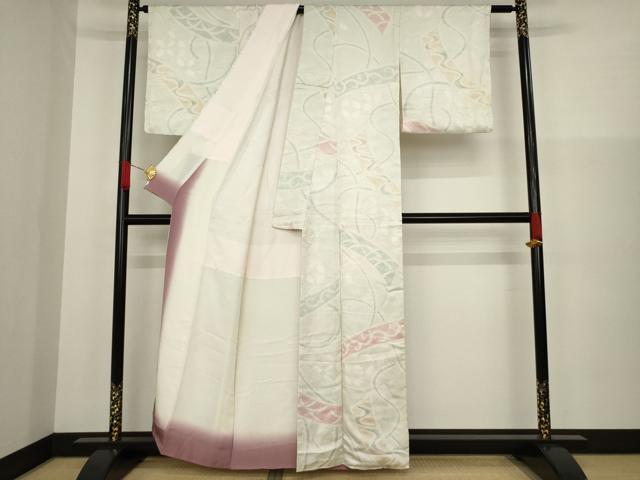 平和屋着物●上質な小紋　絞り　短冊文　正絹　逸品　AAAZ3753ck