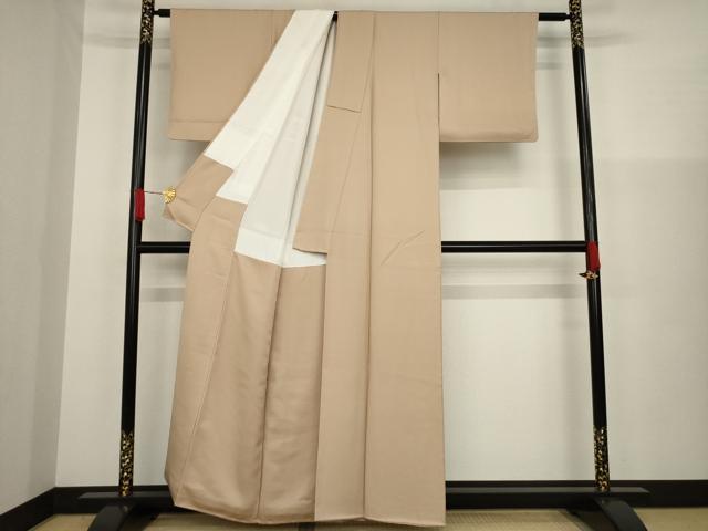 平和屋着物●上質な色無地 赤白橡色 正絹 逸品 AAAZ3762ck
