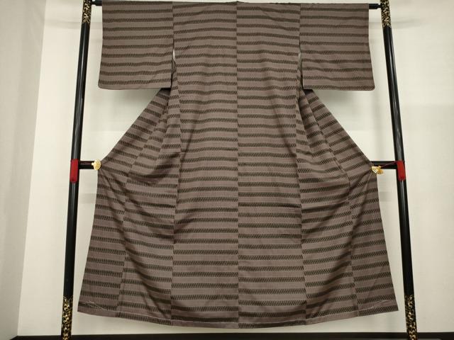 平和屋着物●上質な紬 横縞 正絹 逸品 AAAZ3777ck