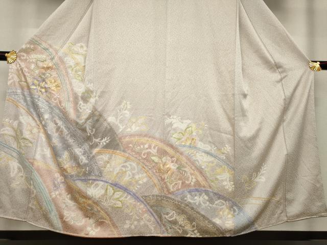 平和屋着物●：創業460年・千總 訪問着 絞り 更紗花文 金彩 正絹 逸品 AAAZ3783ck