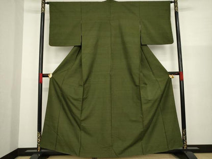 平和屋着物●上質な紬　色無地　藍媚茶色　正絹　逸品　AAAZ3790ck