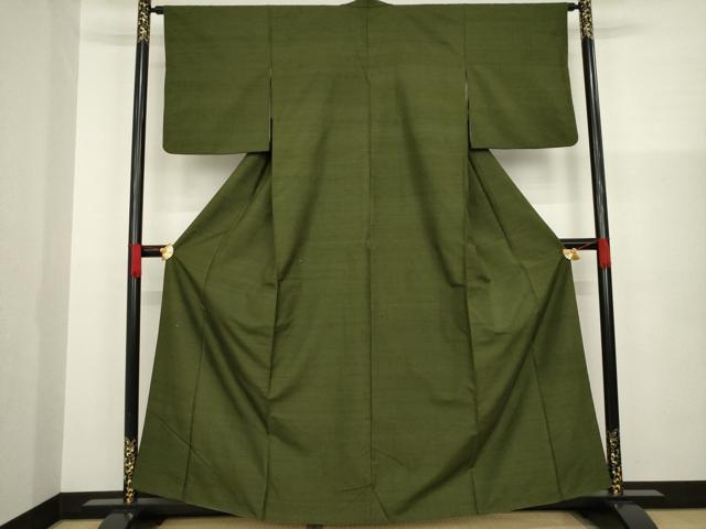 平和屋着物●上質な紬　色無地　藍媚茶色　正絹　逸品　AAAZ3790ck