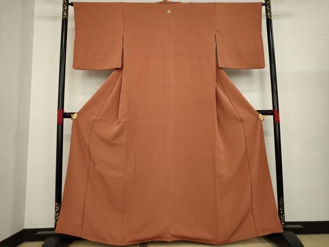 平和屋着物●ファッションデザイナー 花井幸子 色無地 柿渋色 正絹 逸品 AAAZ3793ck