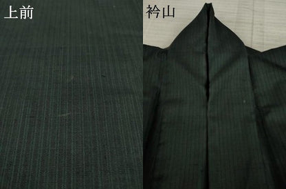 平和屋着物●男性　紬　縞　黒地　正絹　逸品　AAAZ3796ck
