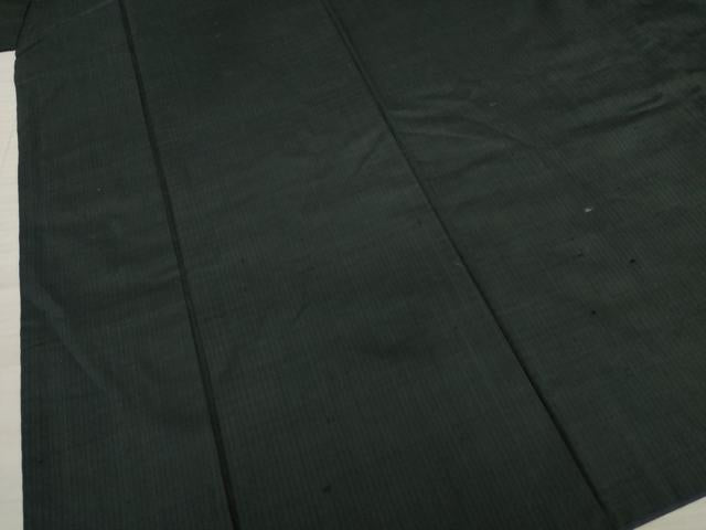 平和屋着物●男性　紬　縞　黒地　正絹　逸品　AAAZ3796ck