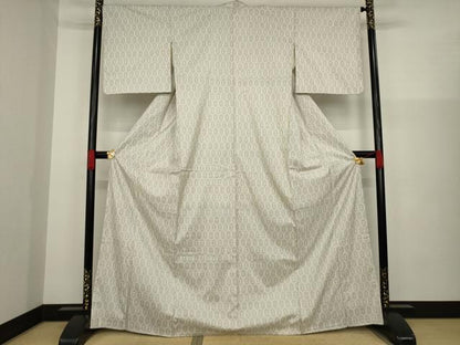 平和屋着物●本場大島紬　白大島　一元絣　亀甲文　正絹　逸品　AAAZ3801ck