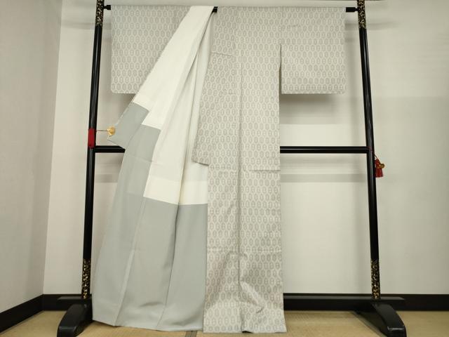 平和屋着物●本場大島紬　白大島　一元絣　亀甲文　正絹　逸品　AAAZ3801ck