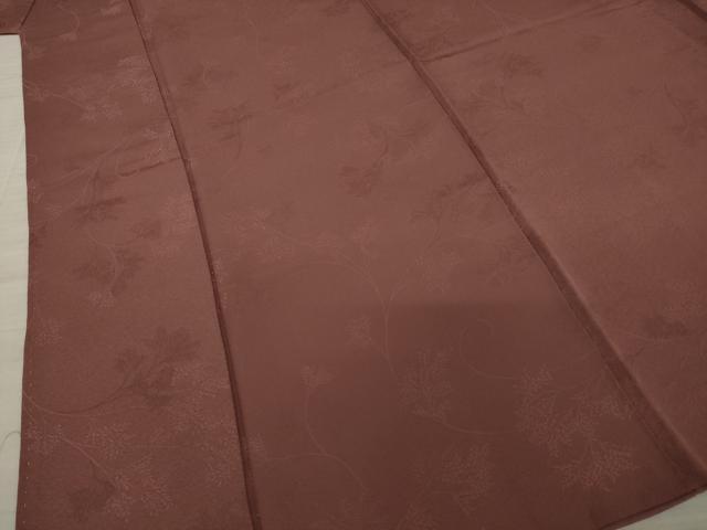 平和屋着物●上質な色無地　花唐草地紋　蘇芳香色　正絹　逸品　AAAZ3802ck