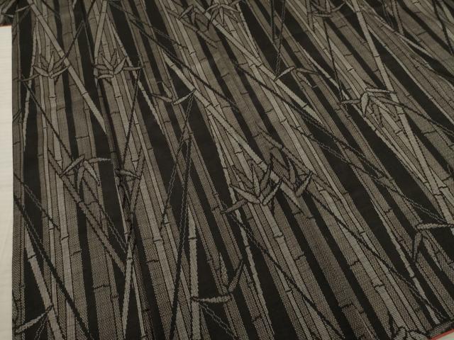 平和屋着物●上質な紬　笹竹文　正絹　逸品　AAAZ3804ck