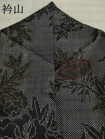 平和屋着物●本場大島紬 一元絣 花尽くし 黒地 正絹 逸品 AAAZ3809ck