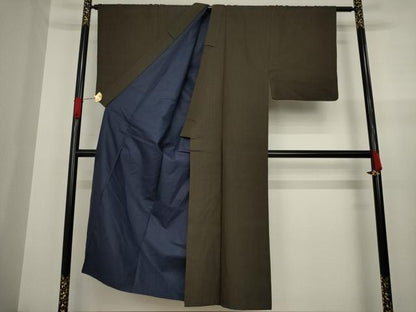 平和屋着物●男性　紬　アンサンブル　縞　正絹　逸品　AAAZ3810ck
