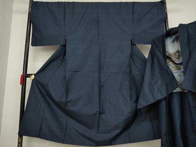 平和屋着物●男性 本場大島紬 アンサンブル 変わり格子 正絹 逸品 AAAZ3811ck
