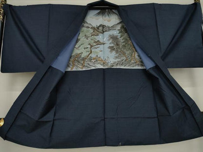 平和屋着物●男性 本場大島紬 アンサンブル 変わり格子 正絹 逸品 AAAZ3811ck
