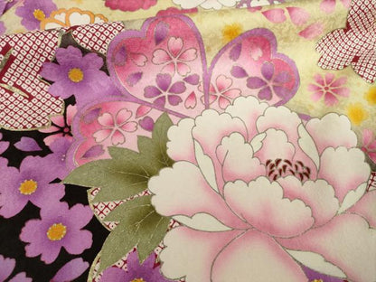 平和屋着物●豪華振袖 刺繍 舞花文 暈し染め 金彩 仮絵羽 逸品 未使用 AAAZ3832ck