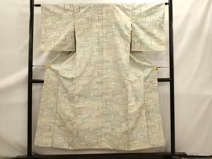 平和屋着物■お召　風景文　正絹　逸品　AAAZ3958ru