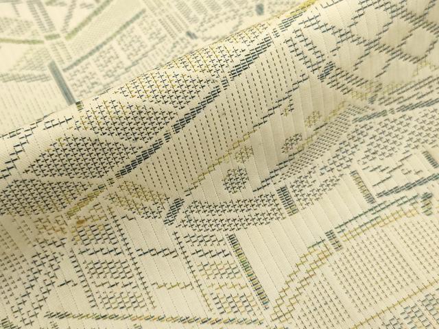 平和屋着物■お召　風景文　正絹　逸品　AAAZ3958ru