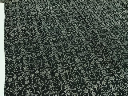 平和屋着物▽上質な小紋 単衣 草花文 黒地 正絹 逸品 AAAZ3961jh
