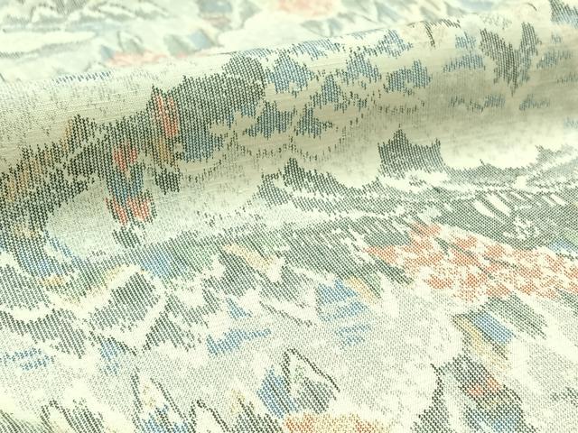 平和屋着物▽上質な紬 単衣 風景人物文 正絹 逸品 AAAZ3962jh