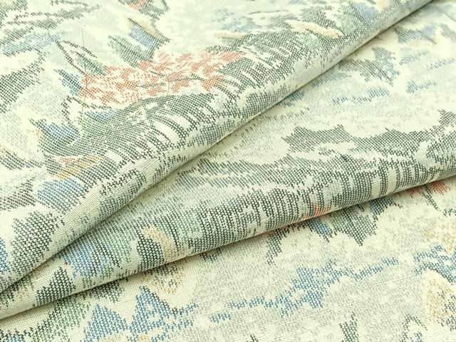 平和屋着物▽上質な紬 単衣 風景人物文 正絹 逸品 AAAZ3962jh