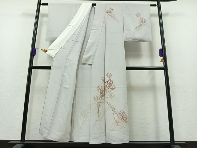 平和屋着物▽訪問着 単衣 草花文 反端付き 正絹 逸品 AAAZ3964jh