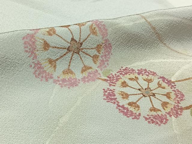 平和屋着物▽訪問着 単衣 草花文 反端付き 正絹 逸品 AAAZ3964jh