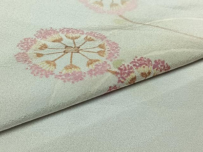 平和屋着物▽訪問着 単衣 草花文 反端付き 正絹 逸品 AAAZ3964jh