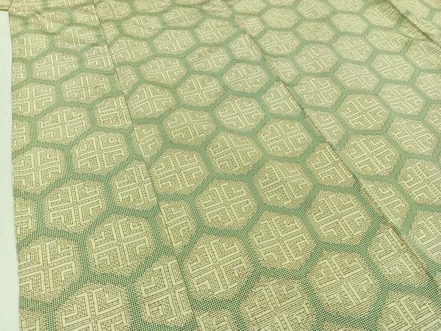 平和屋着物▽上質な紬 単衣 亀甲文様 正絹 逸品 AAAZ3967jh